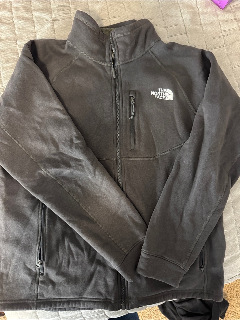 The North Face Men's Black Full-Zip Fleece Jacket with Chest Logo